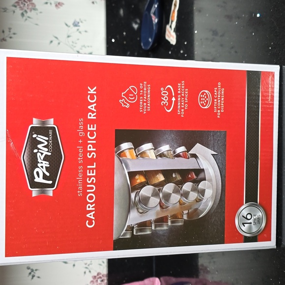 HOST PICK. NIB. Parini 16 Peice Spice Jars & Carousel - Picture 4 of 4